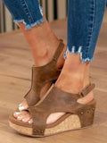 Size Sandals For Women In The Summer Of 2023, The New Leopard Print Rivet Fish Mouth Velcro Slope Heel Thick-Soled