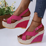 Breakj Platform Heel Sandals 2024 Size Denim Cross Buckle
