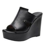 Breakj Hollow Waterproof Table Thick Bottom One-Word Drag High Slope And Fitting Room Slippers Soft Bottom Loose Cake 4243 Women Cold