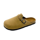 Breakj Shoes Lazy Half Slippers Men And Women Wearing Leather Cork Cool Slippers Casual