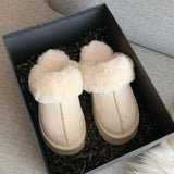 Slippers Women Winter Plush Sandals Luxury Slip on Platform Slides Female Thick Sole Designer Cotton Home