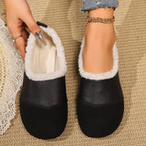 Velvet Bean Shoes Women 2025 Winter New Retro Women's Shoes Round Head Soft Skin One Foot To Keep Warm Cotton