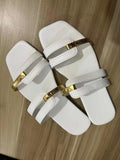 Breakj Women's Shoes Slippers 2023 Summer New Large Size Color Fashion Flat Bottom Slippers