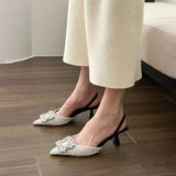 Breakj Version Of Green Side Drilled Fine Heel Women's Shoes Tip Temperament French Non-Tired High Heels Sweet Single