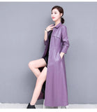 New Women Sheepskin Genuine Leather Long Jacket Thicken Coat Single Breasted Leather Trench Coat Outerwear