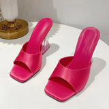 Breakj 2025 Summer New Transparent Crystal Shoes Coarse Heel Cool Slippers Women Fashion Wearing Beach