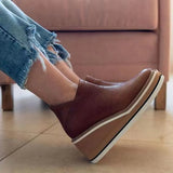 Winter Wedges Women Boots Comfortable Ankle Boots Shoes Round Toe Heel Lace Up and Zip Thicken Botas De Mujer Plus Size