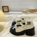 Lovely Mary Jane Small Leather Shoes Female Spring 2024 New Versatile Heighten Thick Bottom With Skirt