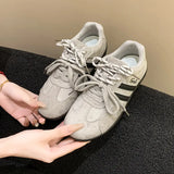 Breakj Thick-Bottomed Forrest Shoes Women 2025 Korean Version Of The New Round Head Solid Color Lace Casual Single Shoes Hot Fashion Women's