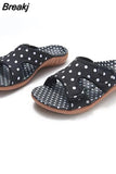 Women Slippers Fabric Soft Dots Shoes 2023 Comfort Open Toe Lightweight Slip On Female Plus Size Chaussure