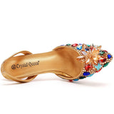 Breakj Cm Colorful Gold Light-Headed Sandals Water Drill Glass Fine Heel Sandals Large Size Bride Wedding Shoes
