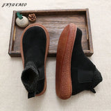 Socks Plus Velvet Warm Womens Short Boots Mori Girl Retro Literary Big Head Doll Shoes Thick-Soled Increase Ankle