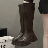 Style Retro Martin Boots Children Autumn And Winter 2024 New Tide With Thick Bottom Back Zipper Elastic High