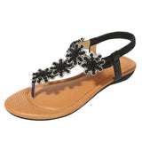 women Ladies Summer Bohemia Beach Sandals Crystal Casual Elastic Band Flat Shoes Open Toe Shoes woman Flip