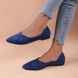 Breakj New Flat-Soled Single Shoes Women's Shoes Large-Size Bean Shoes Light-Mouthed Sharp Casual Light Single