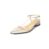 Belt Simple Series ~2024 Summer Inside And Outside Full Leather Thick Heel Sandals Cowhide Korean Version With Pointed