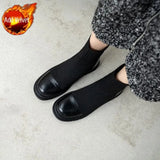 Chunky Short Shoes for Women Brown Sock Footwear Platform Elastic Female Ankle Boots Trend 2023 Y2k New In Fashion Pu