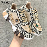 Spring Summer Rhinestone Women Sneakser Ins Tide Diamond Breathable Luxury Designers Casual Thick Bottoms Dad
