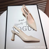 Breakj Sandals 2025 New French Retro Pointed Thick Heel High Heel Shoes Back Empty Women's Professional Single
