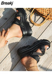 Fashion Womens Thick-soled Slip-on Gladiator Shoes Summer Sandals 2023 New Casual Sports Wedge Women's Slippers