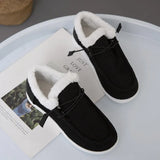 Breakj Women's Large Autumn And Winter New Thick Bottom Plus Velvet Thick Warm Cotton Shoes Casual Flat Cotton