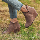 Toe Booties Winter Women Leopard Ankle Boots Footwear Platform High Heels Wedges Shoes Woman Bota