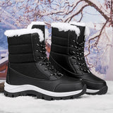 Breakj Snow Boots Women With Velvet Thick Cotton Shoes 2025 Winter New Zipper Thick-Bottomed Warm Cotton