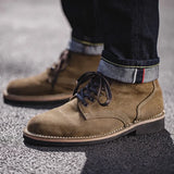 Classic Genuine Leather Tooling Boots Crazy Horse Leather Martin Boots Men Fashion Desert Boots Popular Mid Top