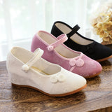 Breakj Heels Single Shoes Spring And Autumn Knot Plate Jacquard Cotton Plain Color Mother Cloth Shoes Women's