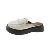 Breakj Women In The Summer Of 2025 New French Bag Head Wearing Thick-Sed Loose Cake Bottom Semi-Tugled Single Shoes