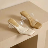 Summer Soft Platform Sandals for Women Fashion Transparent Pvc High Heel Sandalias Mujer New Clear Square Heels