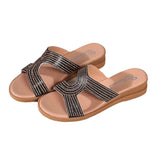 Breakj Women 2025 Spring And Summer New Fashion Water Drill Slope And Cool Slippers Thick Bottom Roman
