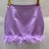 Casual Patchwork Feathers Skirt For Women High Waist A Line Mini Skirts Female Fashion Summer Clothing Style