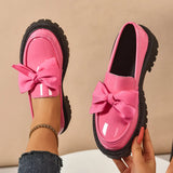 Breakj Bow Lefor Shoes Women 2025 Korean Version Of Thick Soles With Lazy British Style Retro Leather