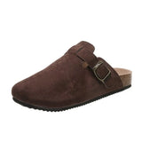 Breakj Slippers Female Couple Softwood Tug Wish Large Size Roman Shoes Casual Half-Dragging Lazy Shoes
