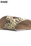 2023 New Summer Men Beach Cork Slippers Casual Double Buckle Clogs Outside Non-slip Water Slides