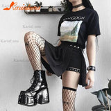 Design Cool Block Great Quality Gothic Style Woman Boots Fashion Chunky Platform Cosy Woman Shoes Ankle Boots Big Size