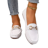 Breakj Casual Single-Shoe Lef Shoes Light-Mouthed Bean Shoes Women's 2025 New Fashion Metal Chain Large-Size Mother