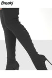 Paisley Women Boots Fashion Paisley Pointy Toe Punk High Thin Heels Sock Boots Over The Knee Boots Autumn Botas De