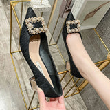 Heels Shoes Women Spring New Korean Version Pearl Rhinestones Pointed Toe Women's Shoes Chunky Heels Pumps Zapatillas