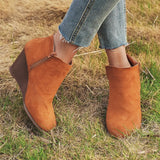 Toe Booties Winter Women Leopard Ankle Boots Footwear Platform High Heels Wedges Shoes Woman Bota
