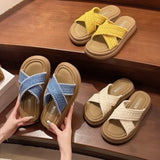 Breakj Summer New Fashion Wear Thick-Bottomed Slippers Women's Cake And Cross-Dexed Beach Cool
