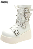 Style Platform Wedges Mid-calf Motorcycle Boots 2023 Vampire Cosplay Winter Shoes For Women Walkim Comfy Big Size