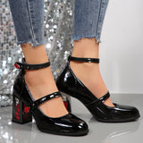Breakj Rose Coarse Heel French Mary Jane Shoes Retro Single Shoes 2025 New Spring And Autumn