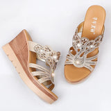 Summer New Water Drill High Heel Slippers, Women's Muffin Slippers, Thick Soles, Slope Heels, Large Size Anti-Skid