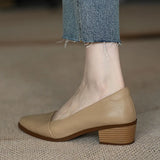 Breakj Single-Shoe Women 2025 New Thick-Heeled French Light Mouth Heeled Women's High