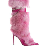 Breakj Haired Boots 2025 Autumn/Winter Tip Fine And Warm Cowhide Fox Hair Fine High
