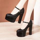 High Heel 15CM Cheongsam Model Catwalk Shoes Women's Thick Soles Waterproof Table Pointed Professional Work Shoes Large Size Women's Singles