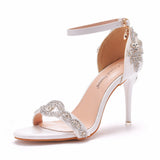 Breakj Shallow Word With A Golden Diamond High-Heeled Sandals Fine Heel With A Buckle Ball Ball
