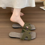 Breakj Women Wear Summer New Korean Cool Drag Soft Flat Bottom One-Word Drag Seaside Beach